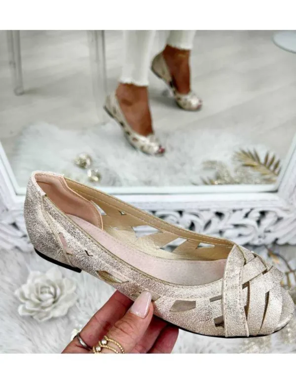 My Look Féminin ballerines ouvertes dorées Hot