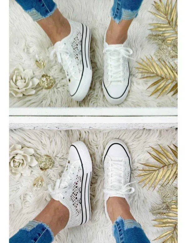 My Look Féminin baskets blanches en crochet "inspi" Sale