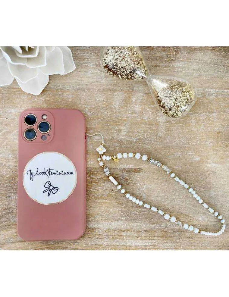 bijou_de_tlphone_quotwhit_0.webp My Look Féminin Bijou de téléphone "White & gold" Online