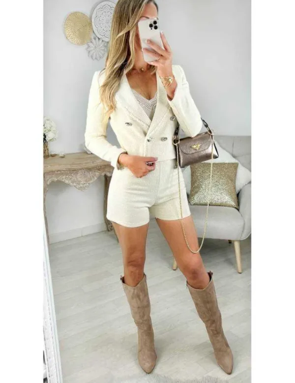 My Look Féminin Blazer court tweed beige Best