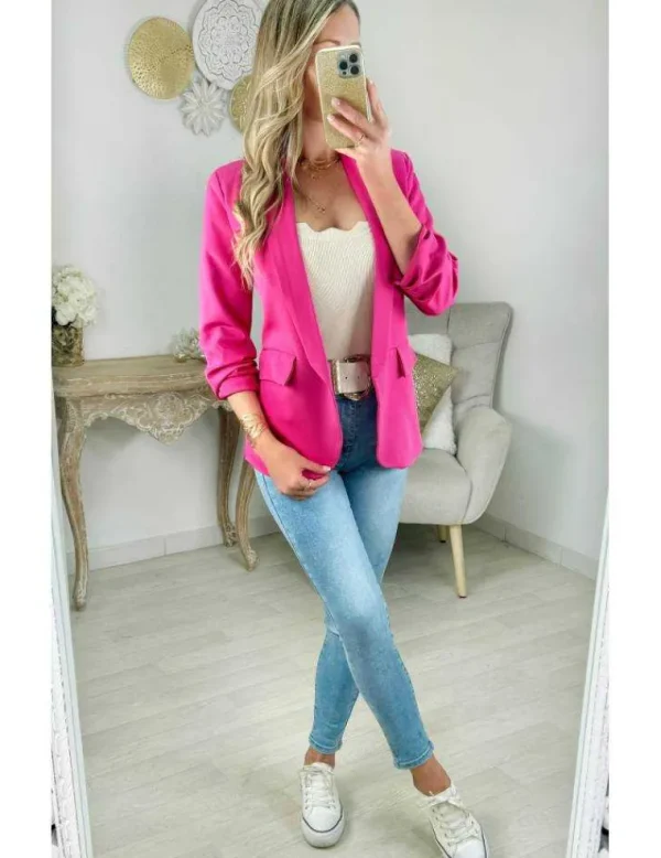 My Look Féminin blazer fuchsia manches 3/4 Best