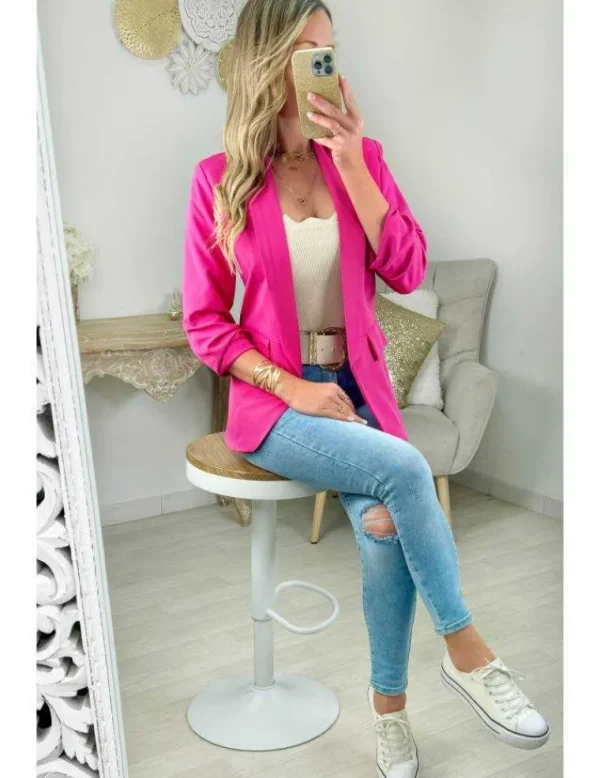 My Look Féminin blazer fuchsia manches 3/4 Best