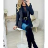 My Look Féminin Blazer noir classique col satiné Discount