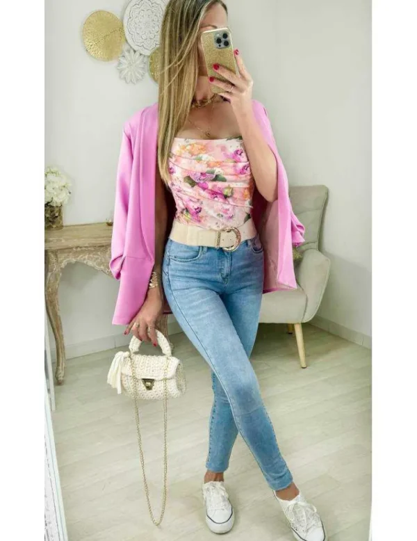 My Look Féminin blazer rose manches 3/4 Online