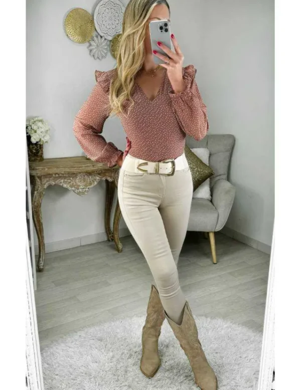 My Look Féminin blouse fluide rose blush & pois Online