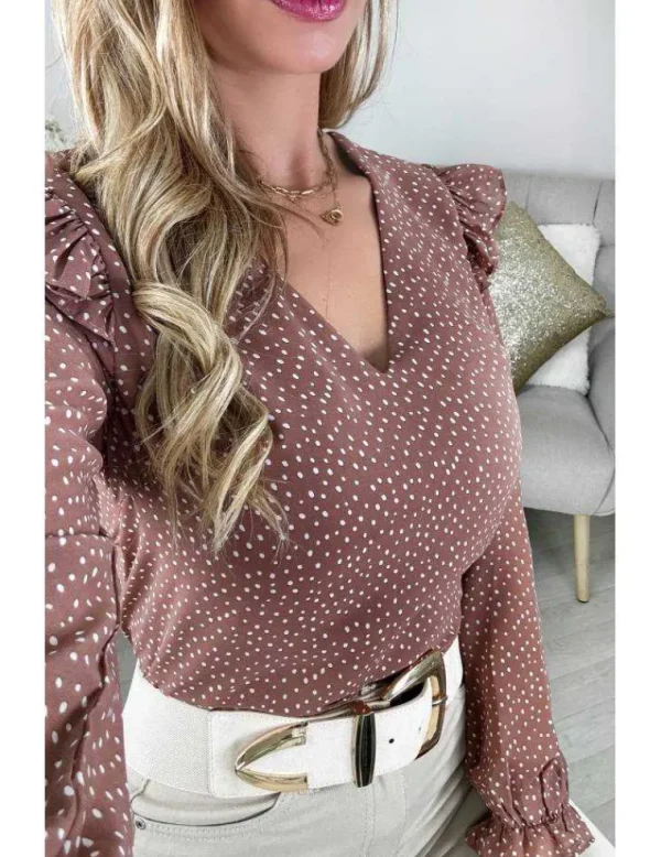 My Look Féminin blouse fluide rose blush & pois Online