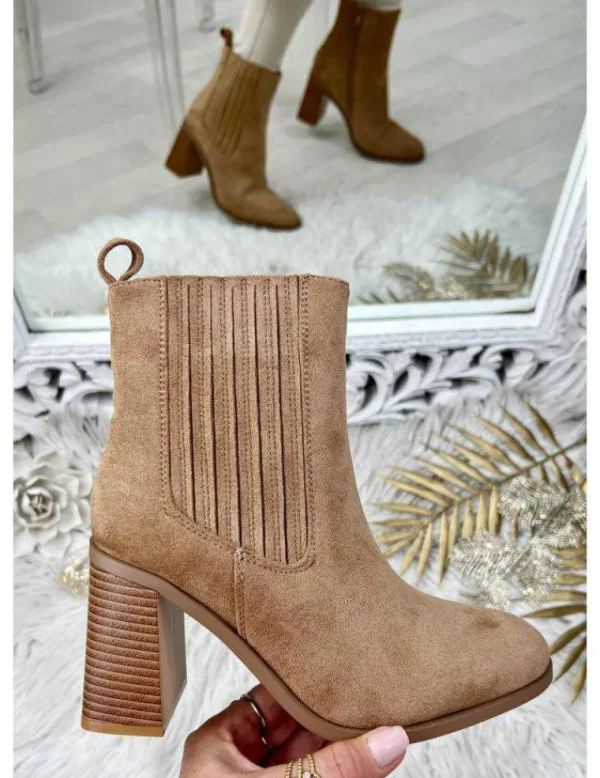My Look Féminin bottines caramel talon style daim Clearance