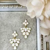 My Look Féminin Boucles d'oreilles dorées et blanches Sale