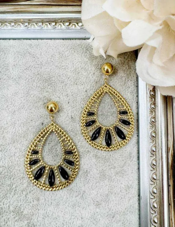 My Look Féminin Boucles d'oreilles gold & black Outlet