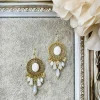 My Look Féminin Boucles d'oreilles gold et breloques blanches New
