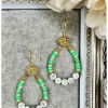 My Look Féminin Boucles d'oreilles green & Gold "LOVE" Fashion