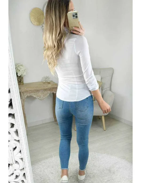 My Look Féminin chemisier blanc tissu stretch Sale