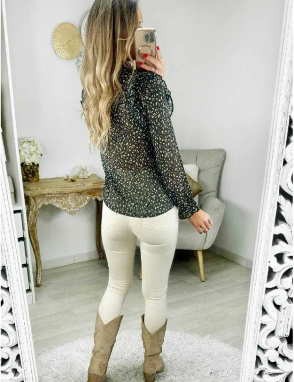 My Look Féminin chemisier en voilage fleuri kaki & vert Sale