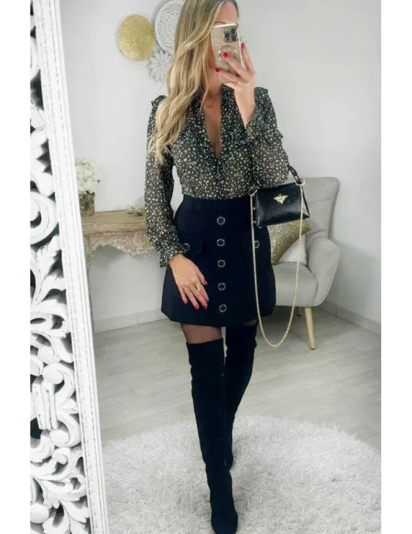 My Look Féminin chemisier en voilage fleuri kaki & vert Sale