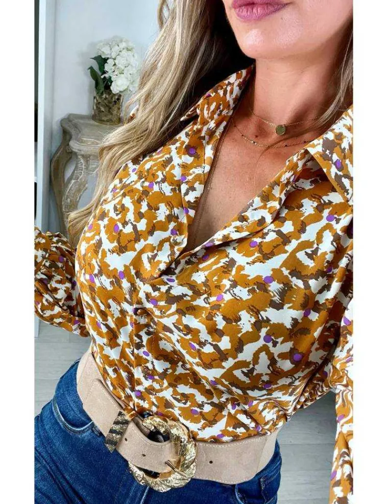 chemisier_fluide_imprim_m_1.webp My Look Féminin chemisier fluide imprimé moutarde Outlet