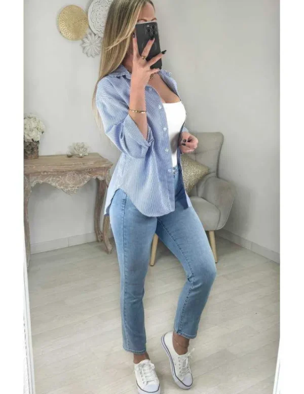 My Look Féminin Chemisier rayé bleu et blanc Fashion