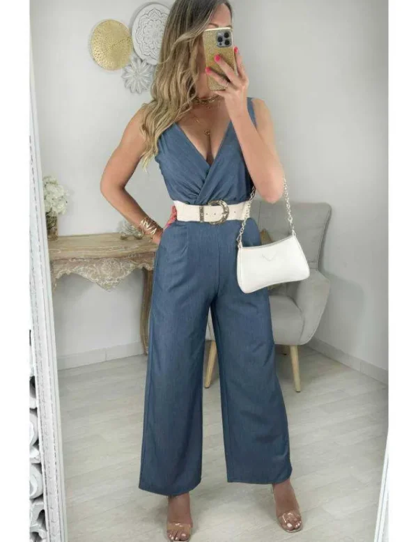 My Look Féminin combi pantalon bleu jeans Sale