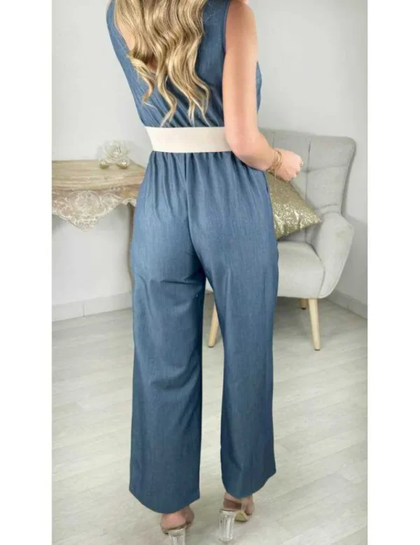 My Look Féminin combi pantalon bleu jeans Sale