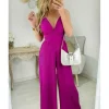 My Look Féminin combi pantalon gaze de coton fuchsia Clearance
