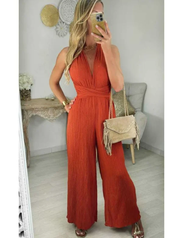 My Look Féminin combi pantalon gaze de coton terracotta Outlet
