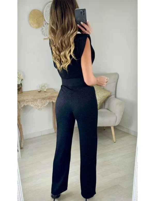 My Look Féminin Combi pantalon noire scintillante Discount