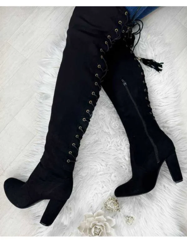 My Look Féminin Cuissardes noires et lacet Discount
