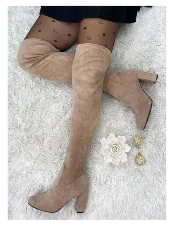 My Look Féminin cuissardes talons beige style daim Sale