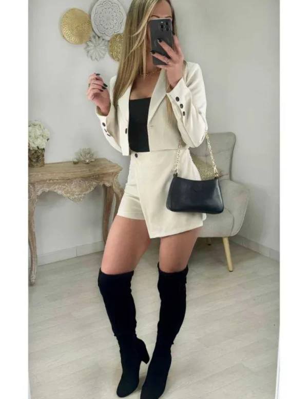 My Look Féminin ensemble beige short & blazer Clearance