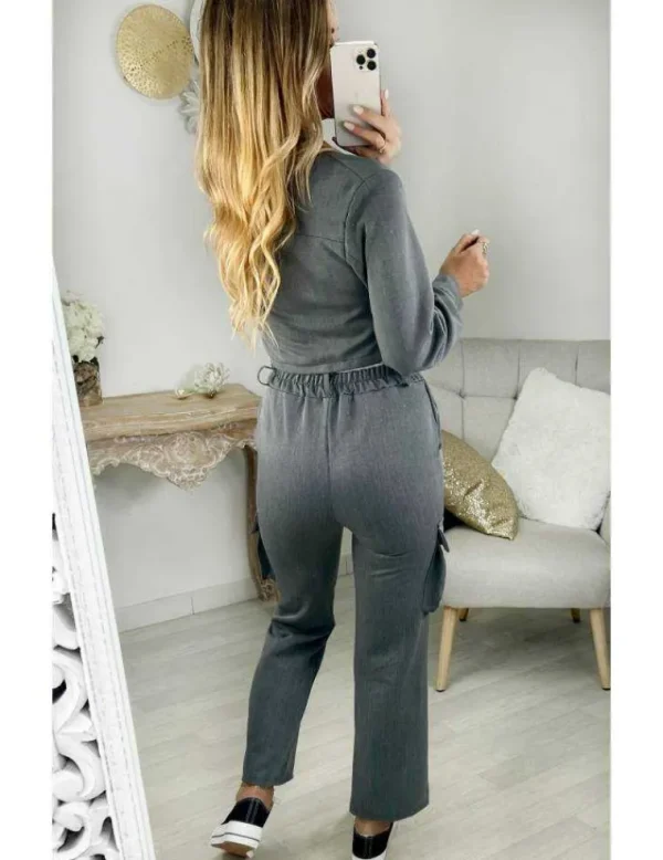 My Look Féminin ensemble pantalon et veste gris Best