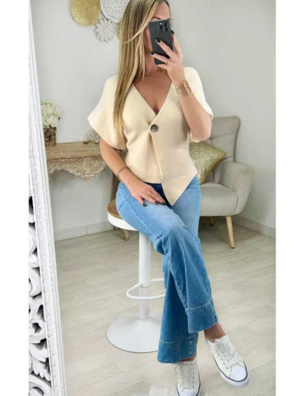 My Look Féminin Gilet beige style poncho Fashion