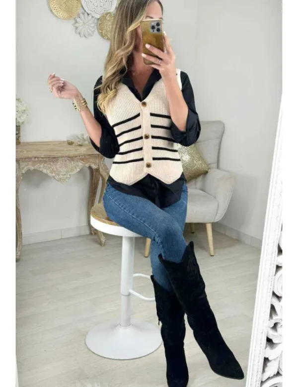 My Look Féminin Gilet sans manches style mariniere Discount