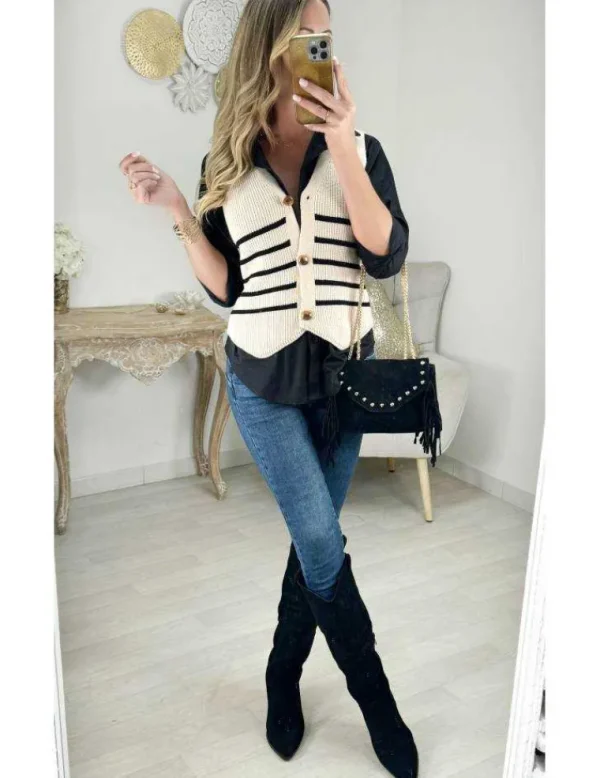 My Look Féminin Gilet sans manches style mariniere Discount