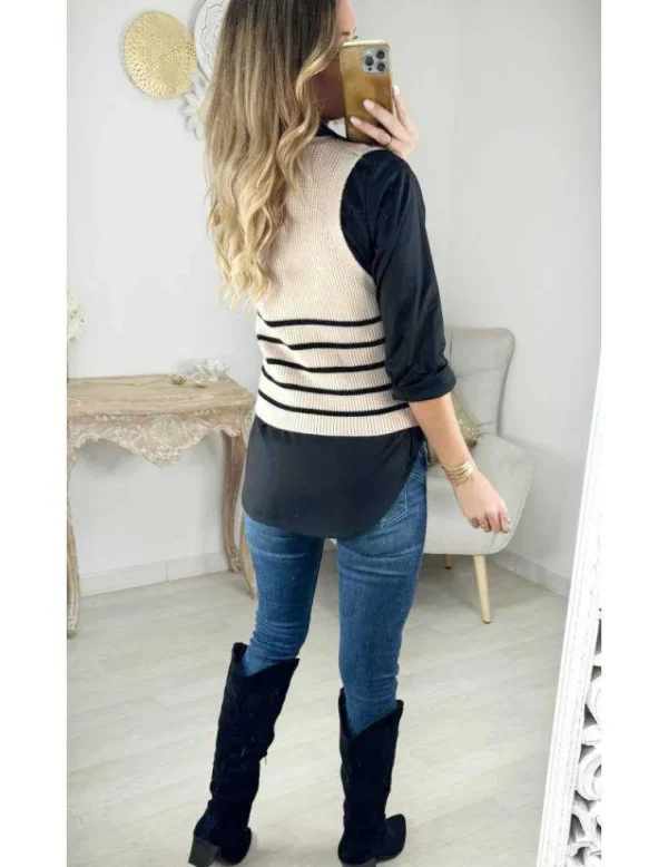 My Look Féminin Gilet sans manches style mariniere Discount