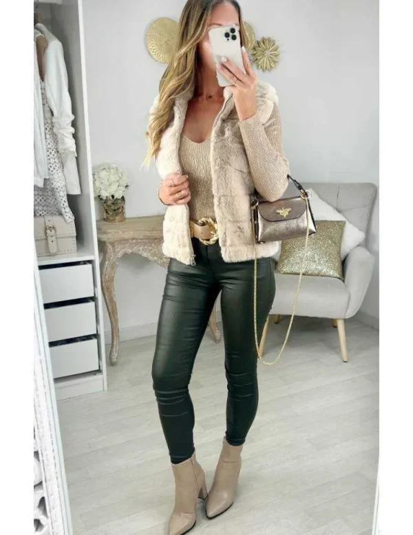 My Look Féminin gilet style fourrure beige Sale