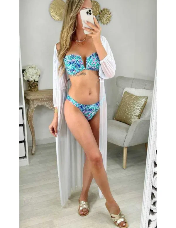 My Look Féminin haut de maillot de bain bleu vert Discount