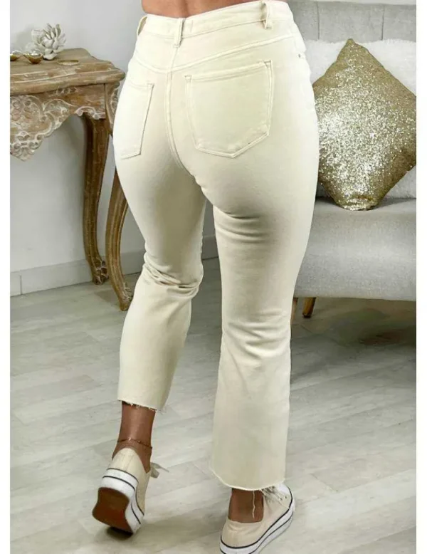 My Look Féminin Jeans beige flare destroy Clearance