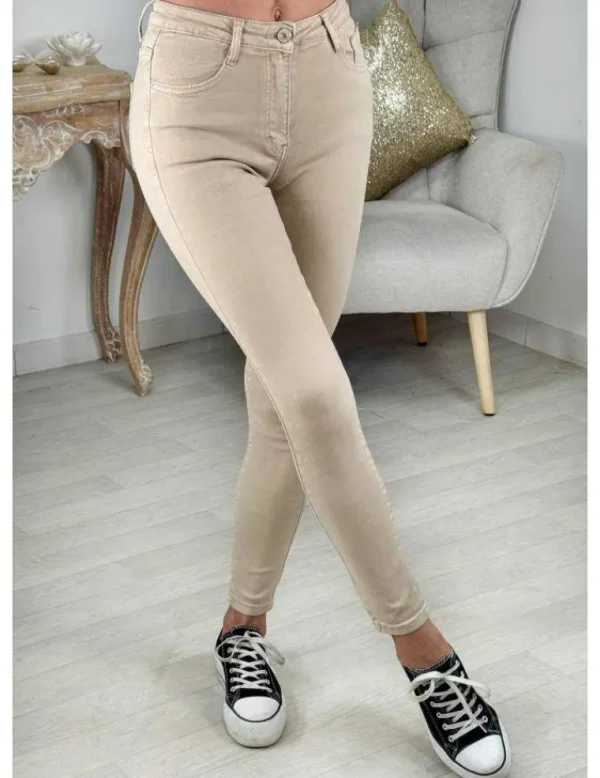 My Look Féminin jeans beige slim basique II New