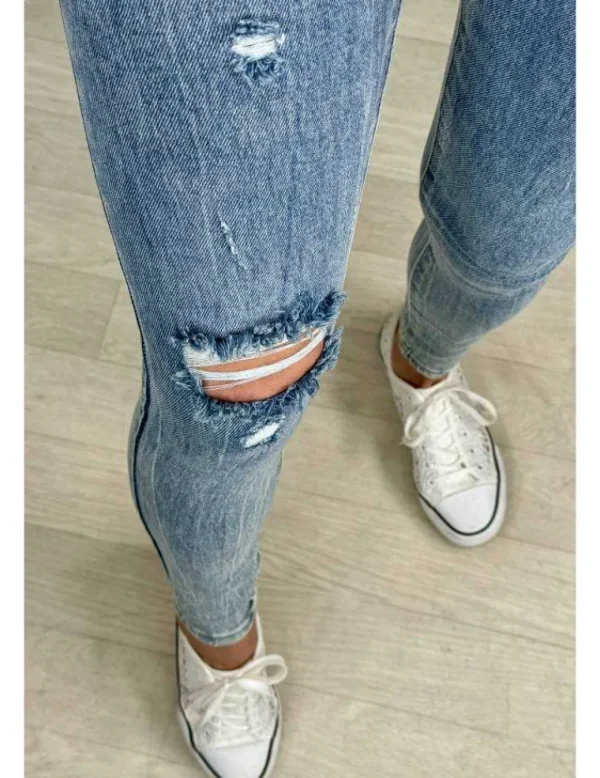 My Look Féminin jeans bleu délavé "used" Fashion