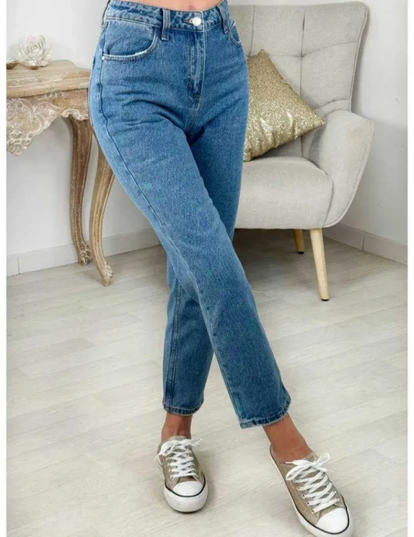 My Look Féminin jeans bleu médium mum Discount