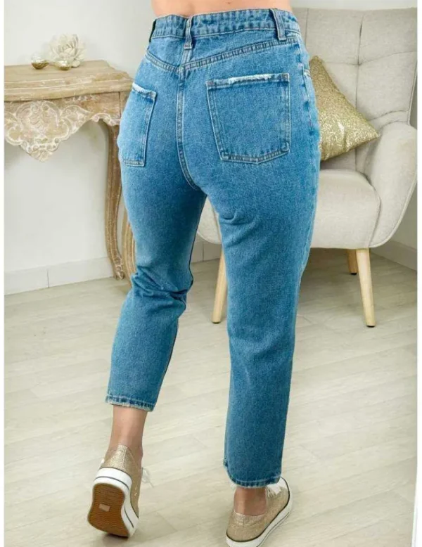 My Look Féminin jeans bleu médium mum Discount