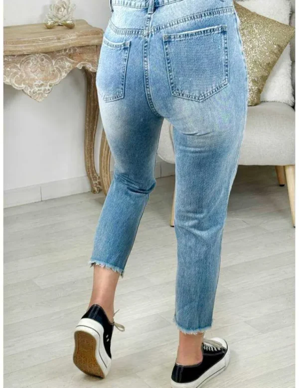 My Look Féminin jeans boyfriend bleu ciel & destroy Online