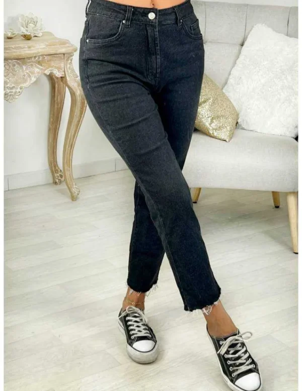 My Look Féminin jeans noir délavé cropped New