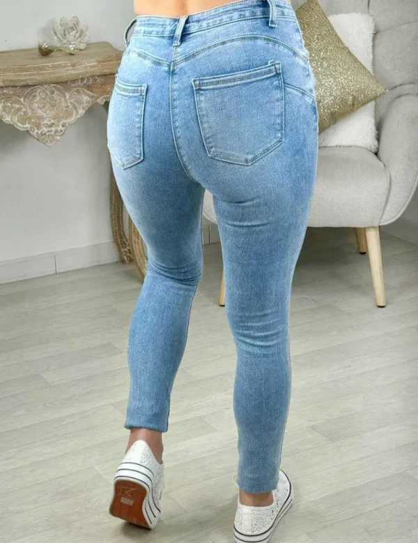 My Look Féminin jeans slim bleu ciel push-up Outlet