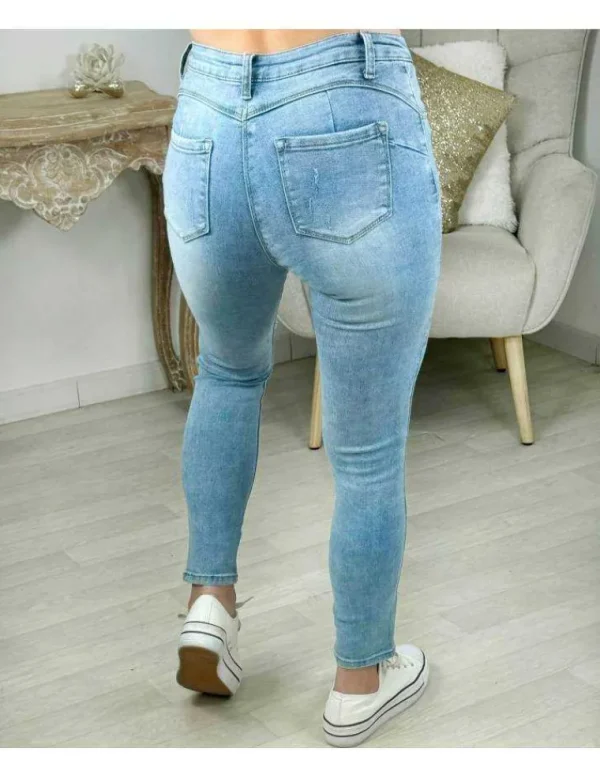 My Look Féminin jeans slim bleu ciel push-up destroy Clearance