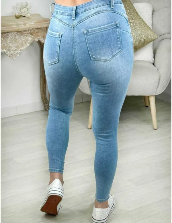 My Look Féminin jeans slim push-up bleu & usé Outlet