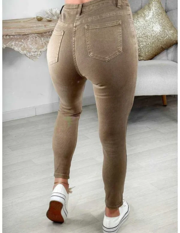 My Look Féminin Jeans taupe basique Discount