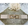 My Look Féminin Jolie ceinture élastique beige "Double boucle Gold" Fashion