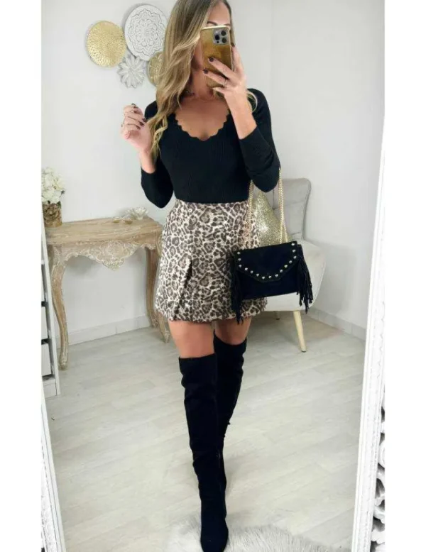 My Look Féminin Jupe effet portefeuille motifs "léo" Sale