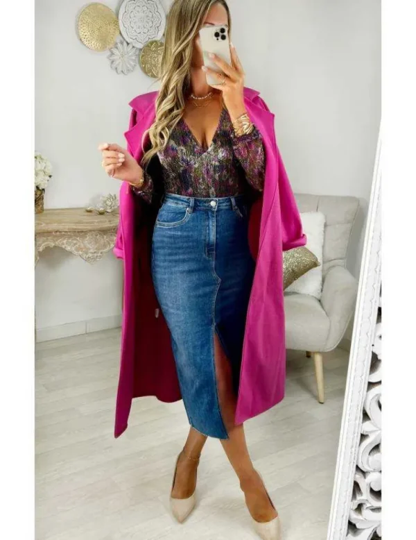 My Look Féminin Jupe Jeans longue fendue Fashion