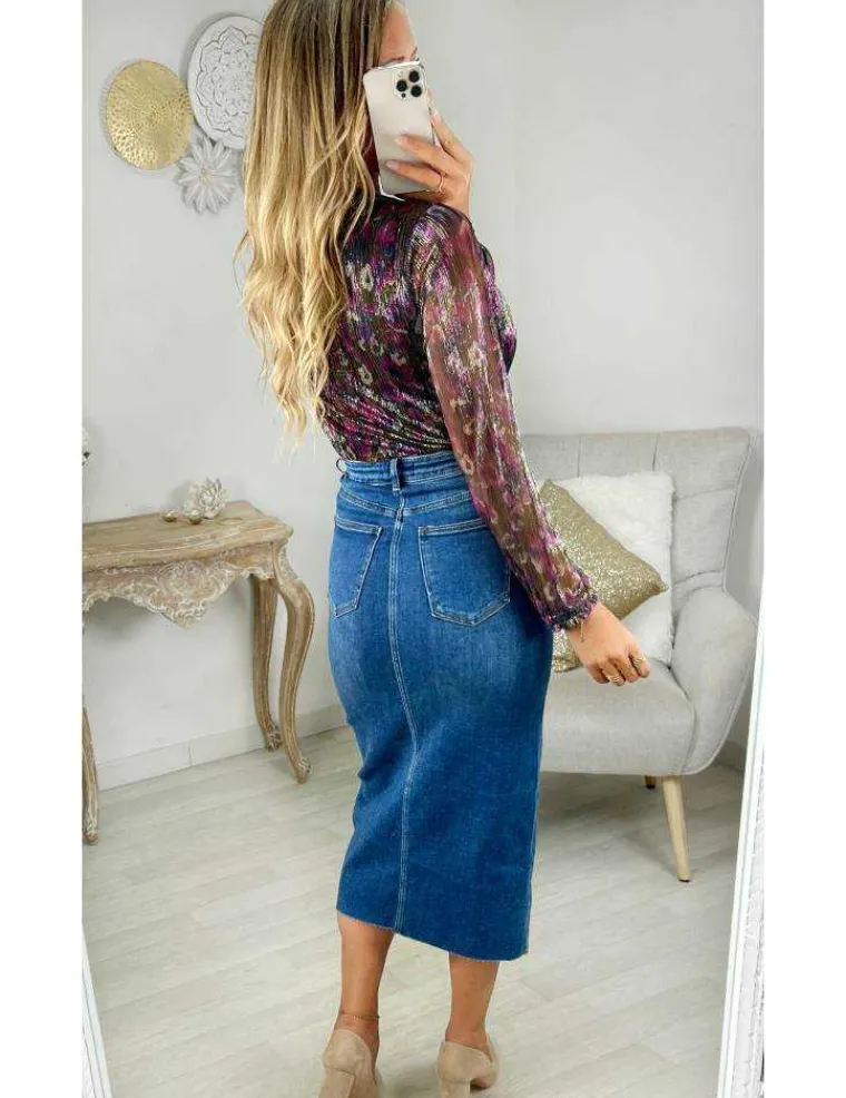 jupe_jeans_longue_fendue_2.webp My Look Féminin Jupe Jeans longue fendue Fashion